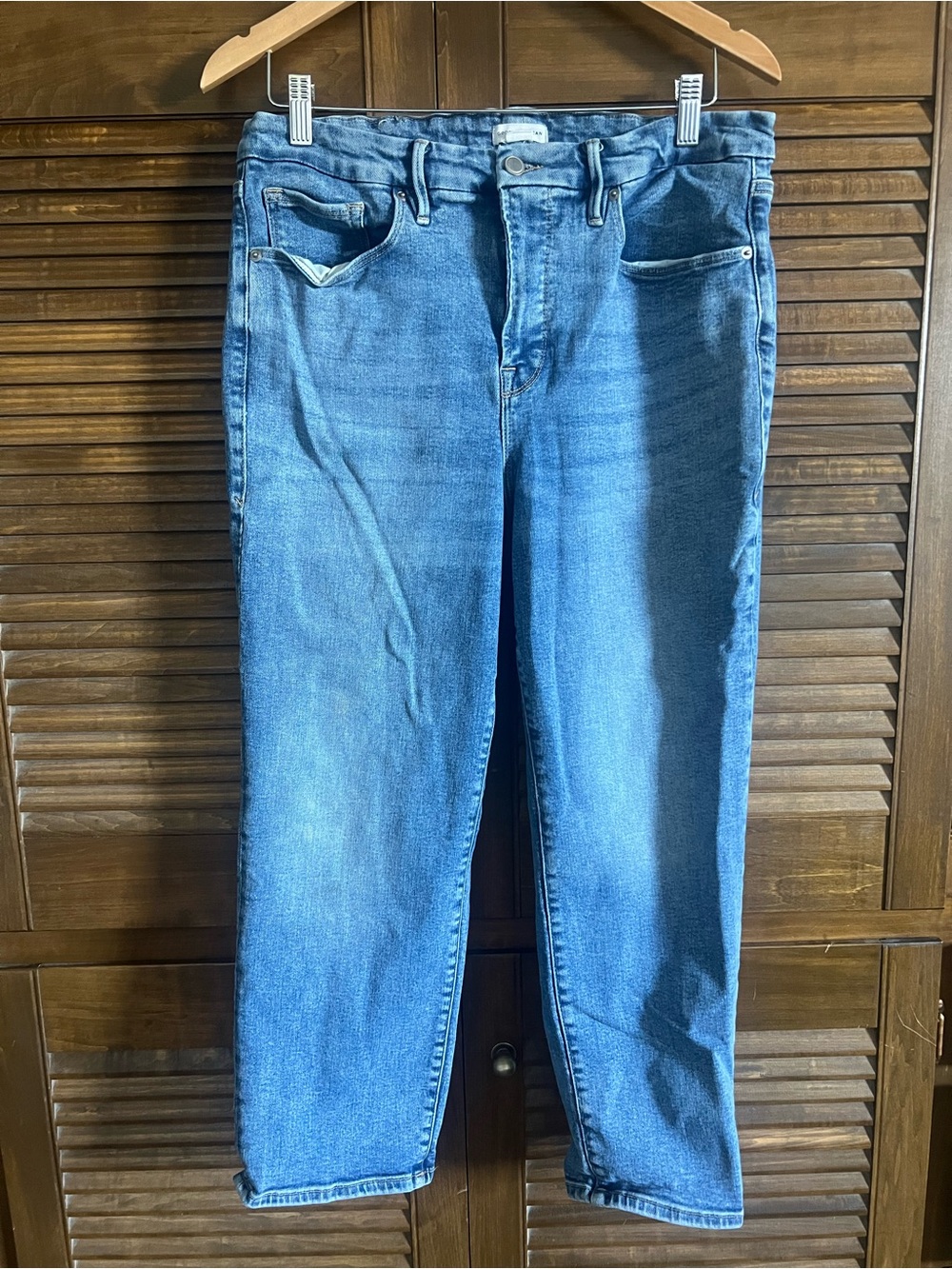 Good American Women's Straight Leg Blue Jeans